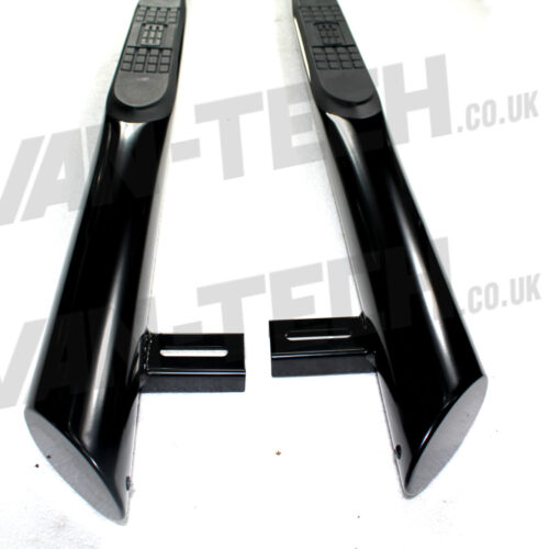 VW T5 T5.1 T6 BLACK Slashed End Side Bars with Four Steps SWB LWB