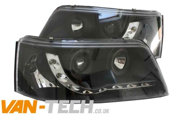 VW Transporter T5 Headlights Black DRL LED Audi Style 2003-2010