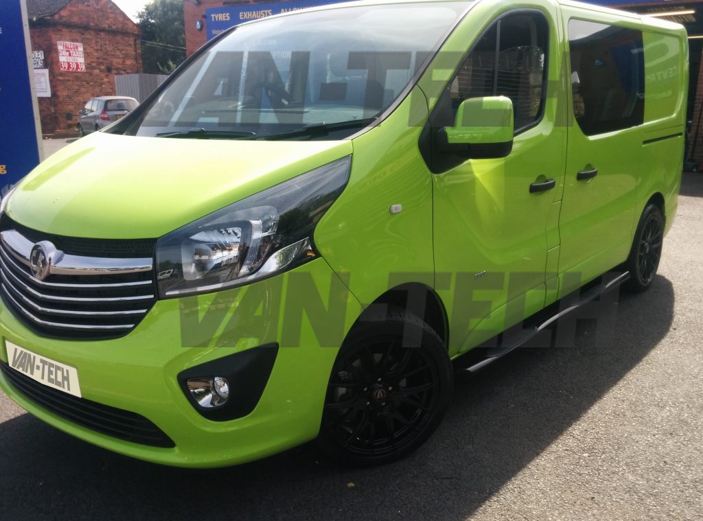 Vauxhall Vivaro Wolfrace black munich alloy wheels with black 4 step