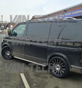 Wolfrace Aero Black Polished 20 inch alloy wheels fitted to VW Transporter T5 van-tech (3)
