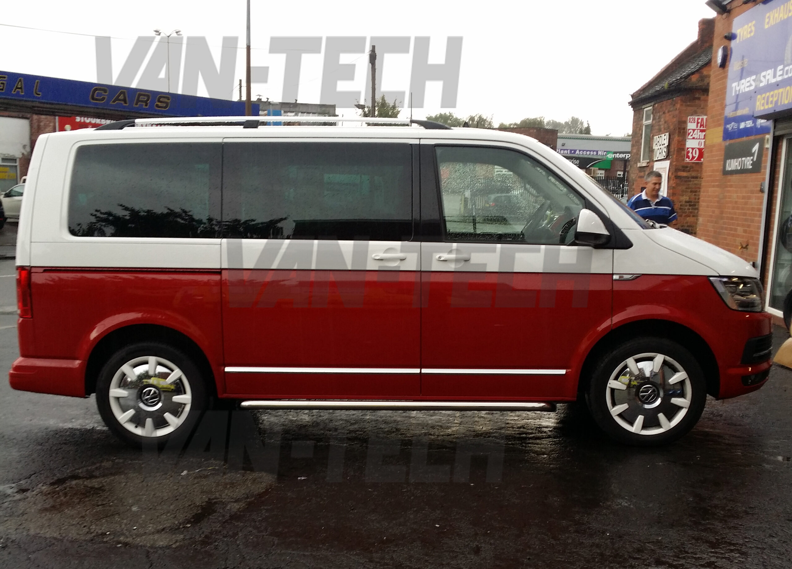 VW transporter T6 van Sportline side bars and Aluminium cast end roof ...