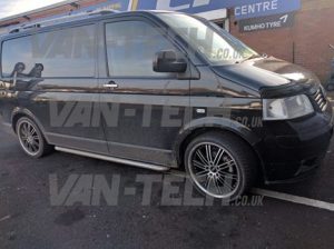 VW Transporter T5 with 20 inch wolfrace alloy wheels fitted before picture van-tech