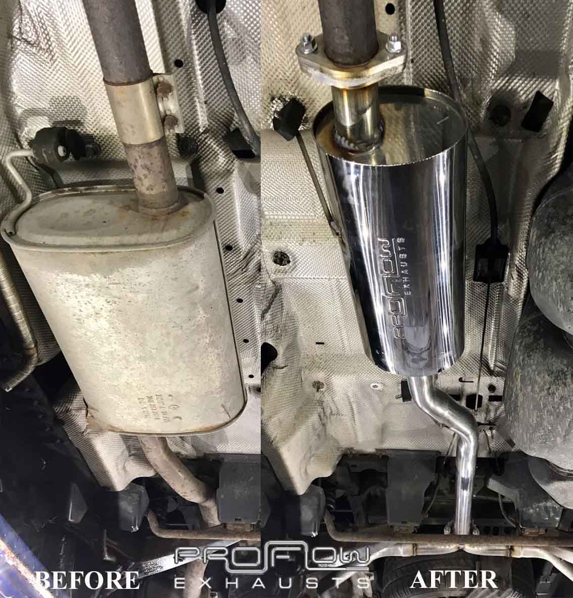 Proflow Stainless Steel Exhaust middle and rear fitted to VW