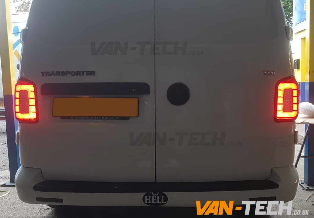 VW T5 T5.1 LED Red Clear Barn Door Replacement Rear Lights