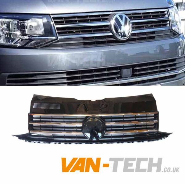 VW Transporter T6 Grille Gloss Black Badged Chrome Trim