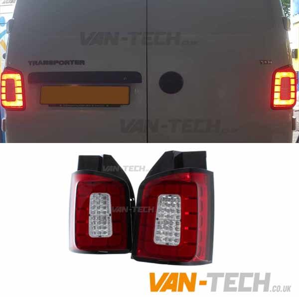VW T6 LED Red Clear Barn Door Replacement Rear Lights