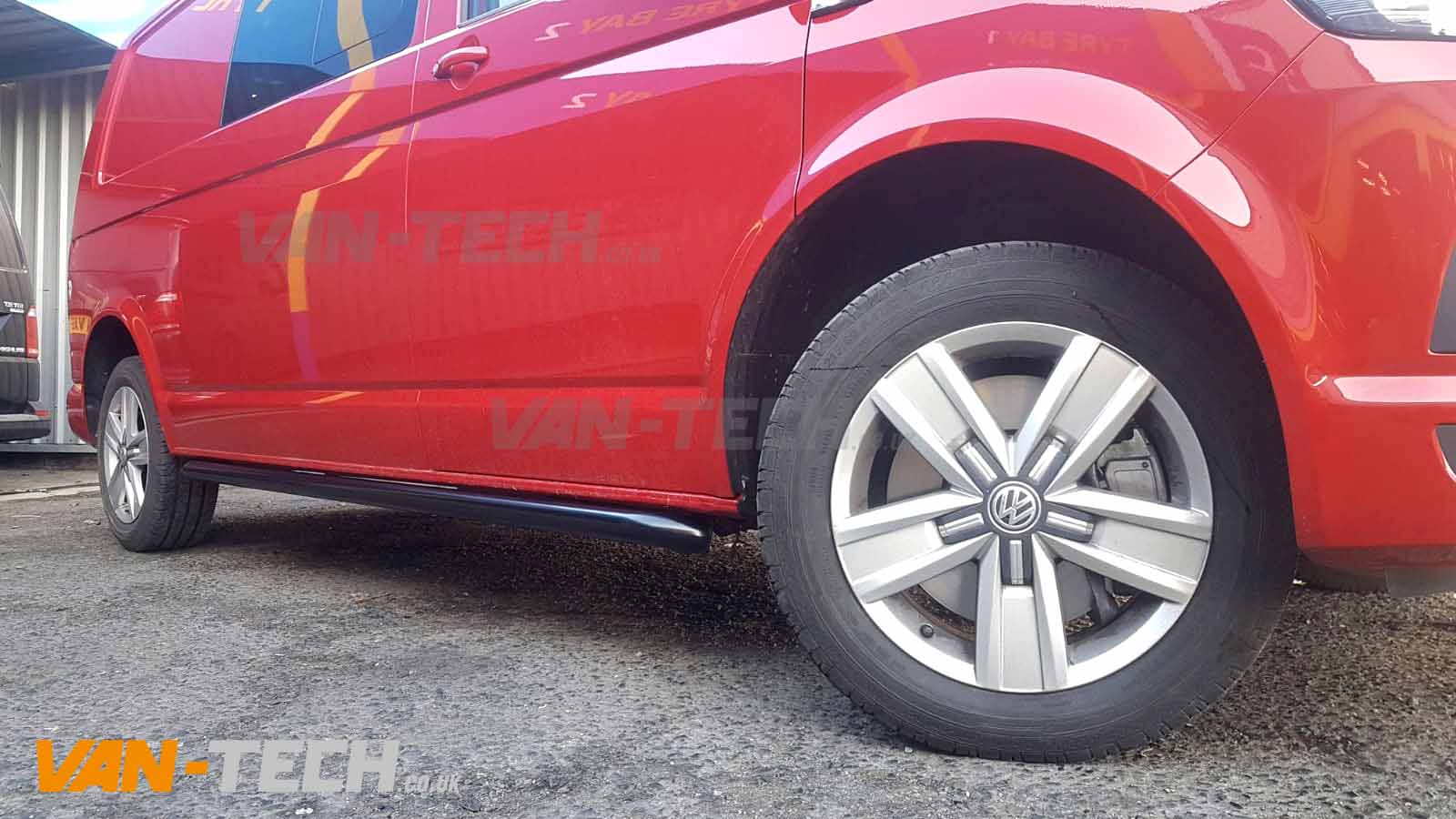 vw transporter t6 van black stainless steel sportline style o.e side