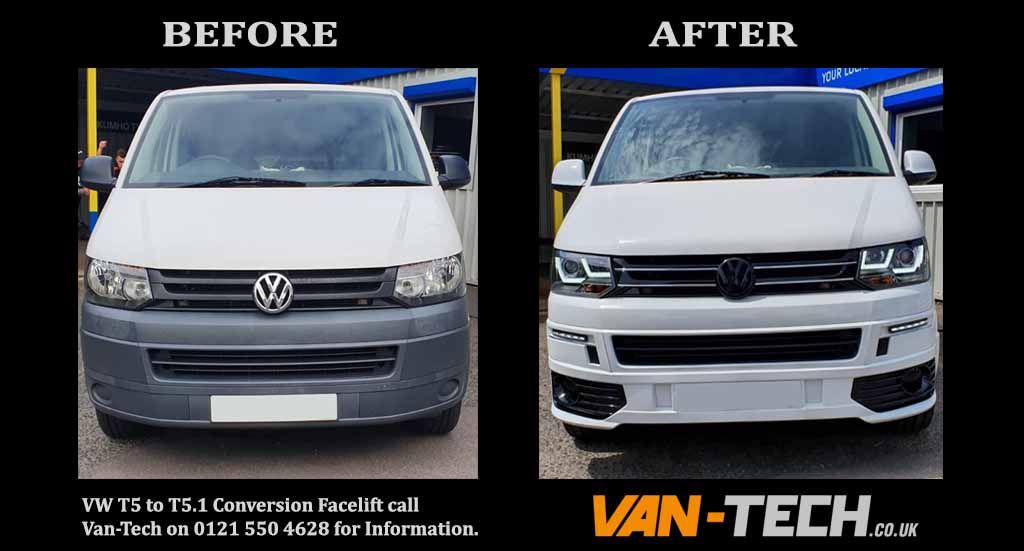 VW T5 to T5.1 Transporter Front End conversion and Accessories