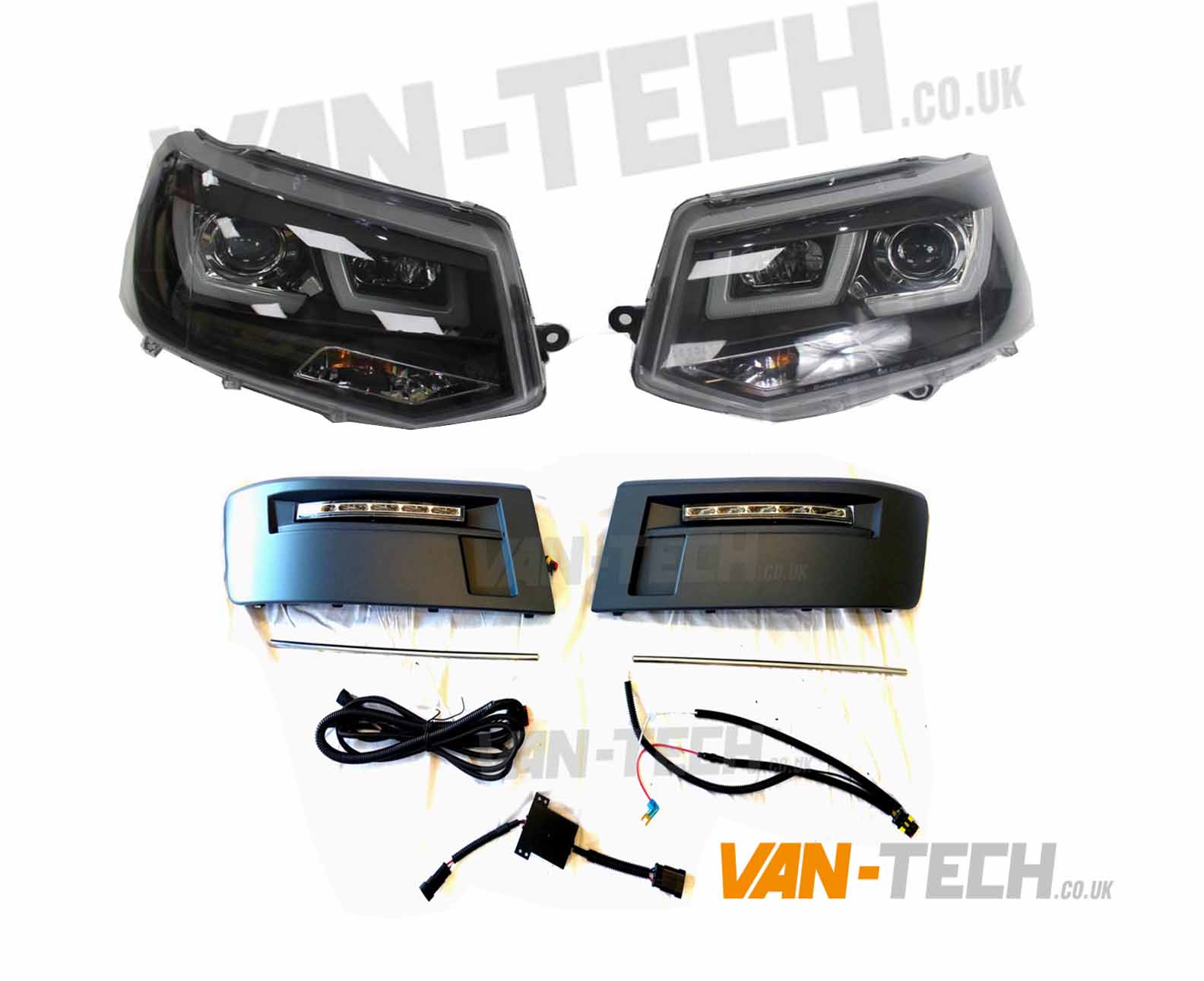 VW T5.1 Transporter Light Bar Headlights and Daytime Running Lights LED