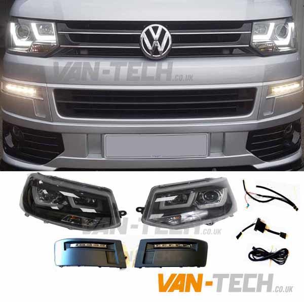 VW Transporter T5.1 Lightbar Headlights and Daytime Running Lights LED