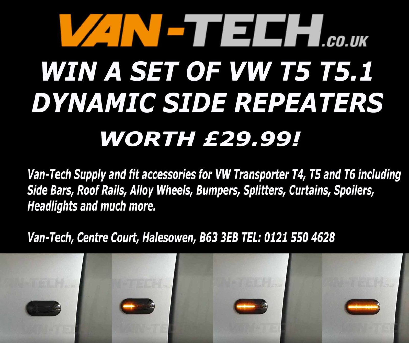 Van-Tech Competition Win a set Black Smoked Side Repeaters!