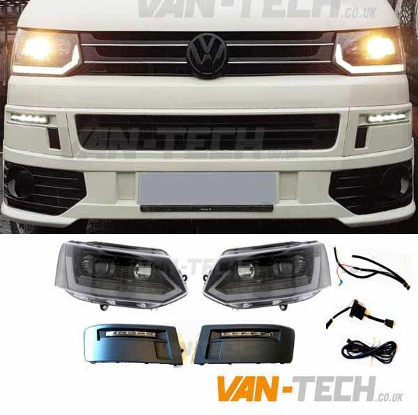 VW T5.1 New Style Lightbar Headlights and Daytime Running Lights LED