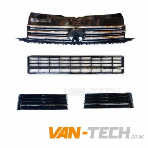 VW Transporter T6 Grille and Middle Bumper Inserts Chrome Trim