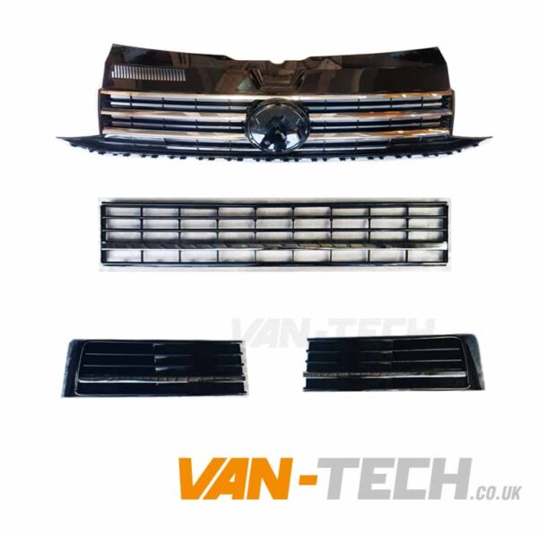 VW Transporter T6 Grille and Middle Bumper Inserts Chrome Trim