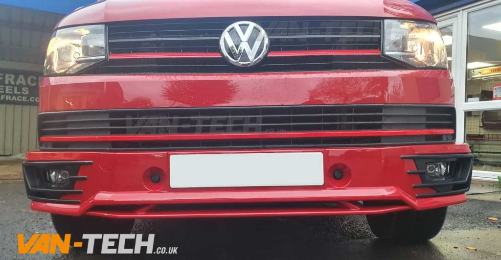 VW Transporter T6 Grille and Middle Bumper Inserts Red Trim
