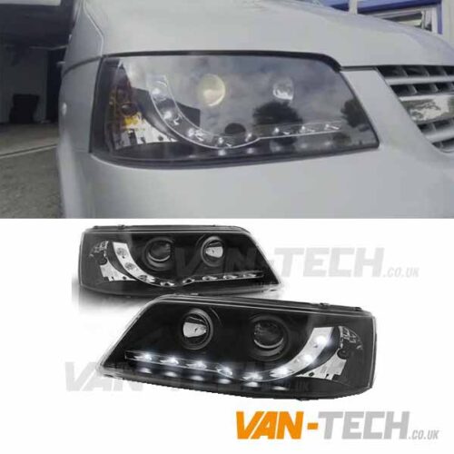 VW Transporter T5 Headlights Black DRL LED Audi Style 2003-2010
