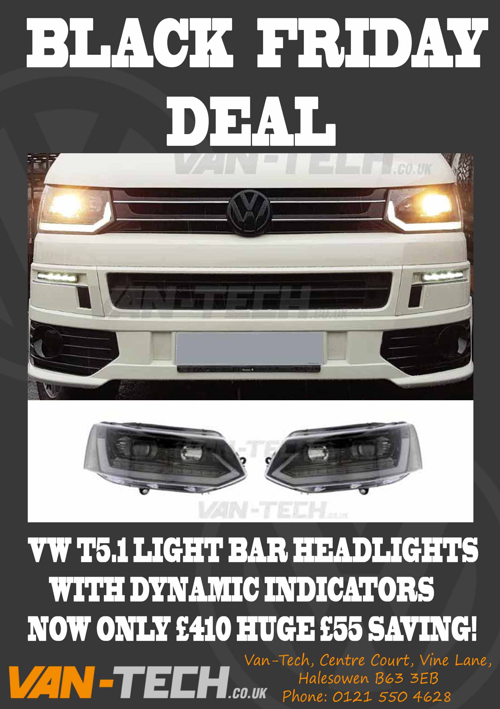 BLACK FRIDAY SALE VW T5.1 Light Bar Headlights