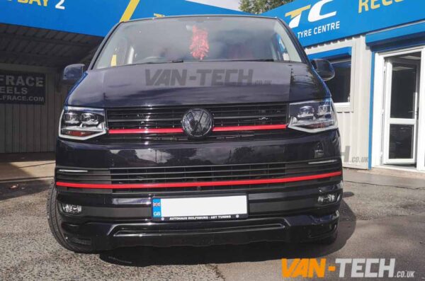 VW Transporter T6 Grille and Middle Bumper Inserts Red Trim