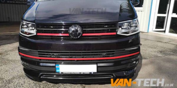 VW Transporter T6 Grille and Middle Bumper Inserts Red Trim