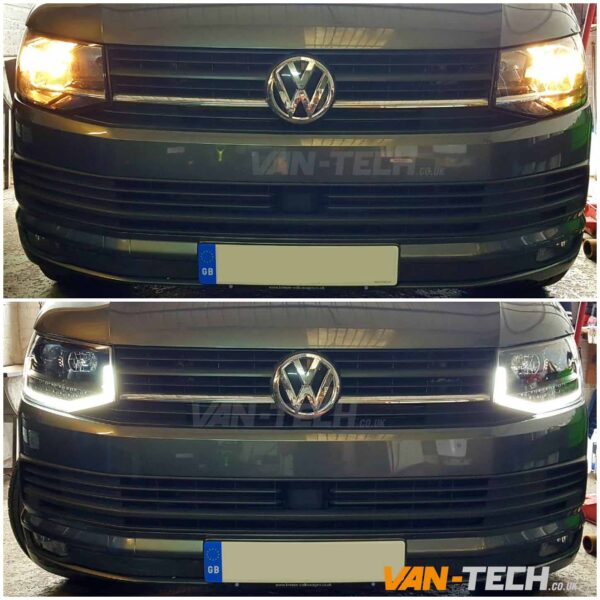 VW T6 LED DRL Light Bar Headlights Dynamic Indicators Flowing Sequential