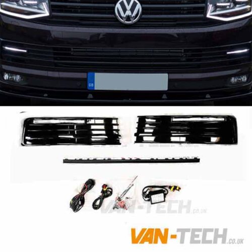 VW T6 DRL Daytime / Daylight Running Lights LED Gloss Black