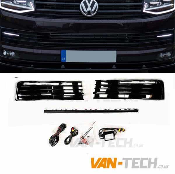 VW T6 DRL Daytime / Daylight Running Lights LED Gloss Black