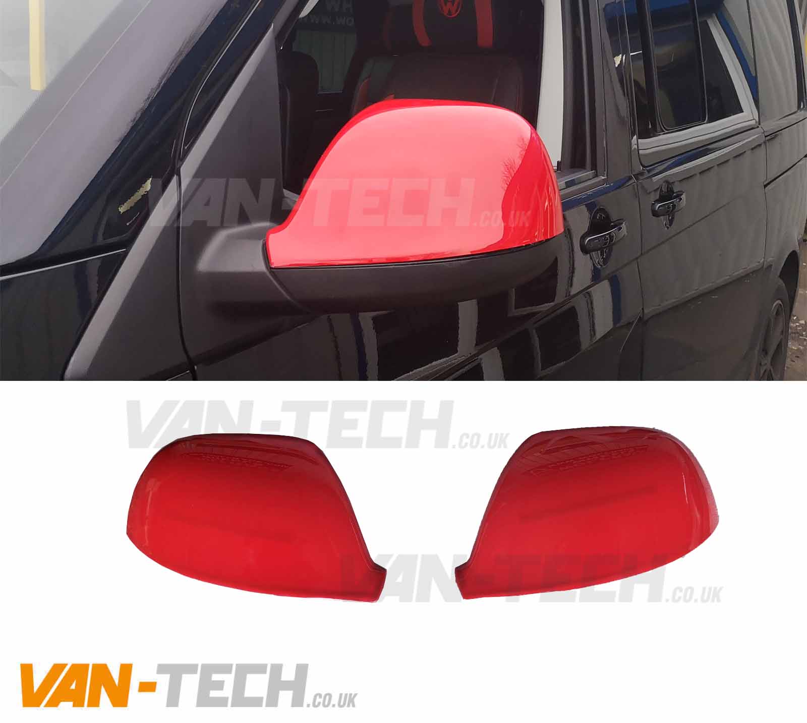 Wing Mirror Shell Pair Wing Mirror Cover Shell Black Baking Varnish Fit for Transporter T5/T5.1/T6 2010‑2015