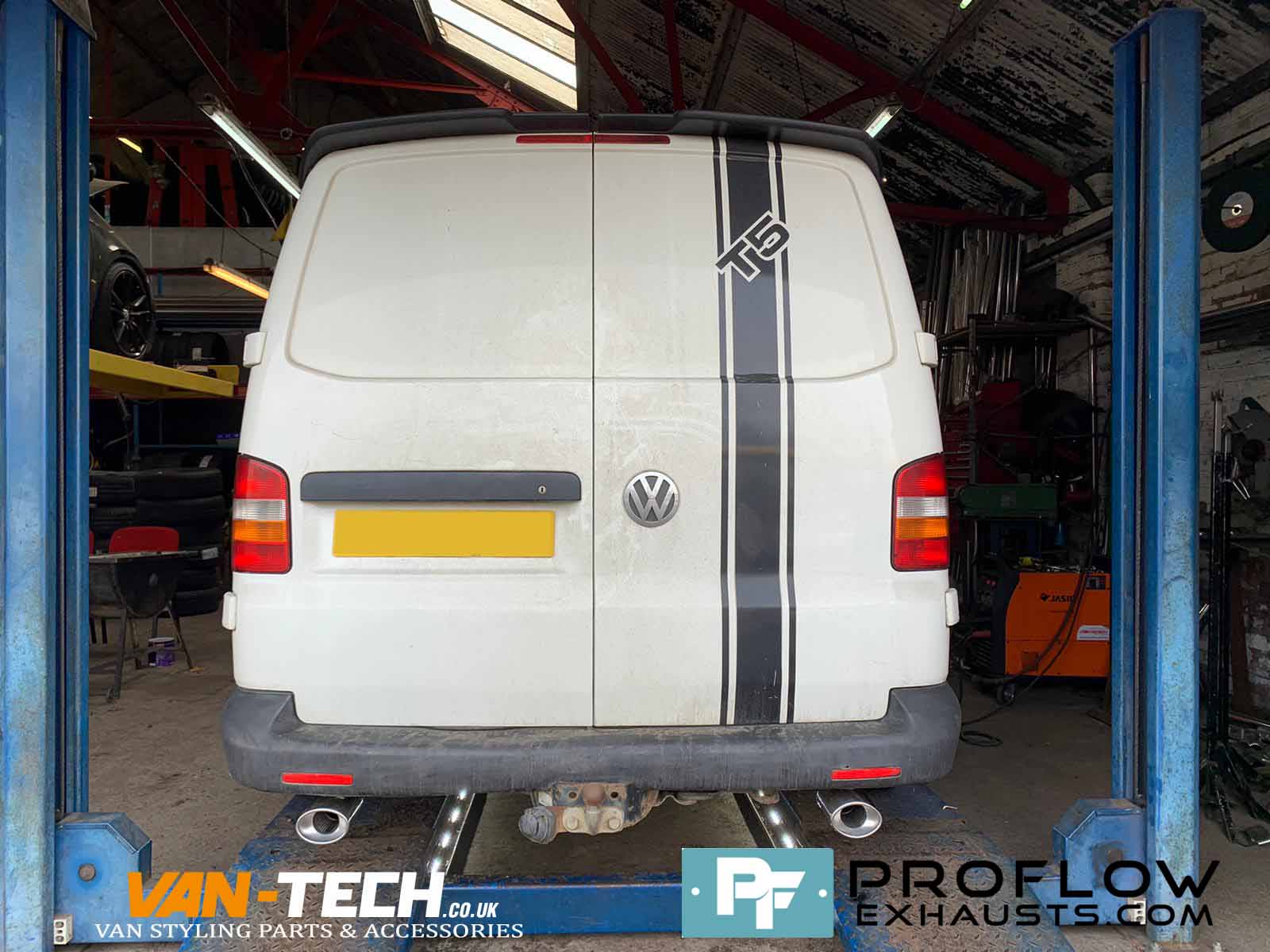 Proflow Custom Exhaust VW T5.1 Transporter Middle and Dual Rear made from Stainless Steel