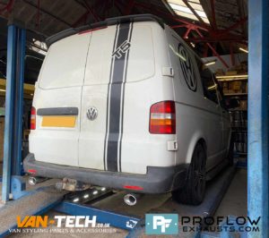 Proflow Custom Exhaust VW T5.1 Transporter Middle and Dual Rear made from Stainless Steel