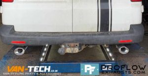 Proflow Custom Exhaust VW T5.1 Transporter Middle and Dual Rear made from Stainless Steel