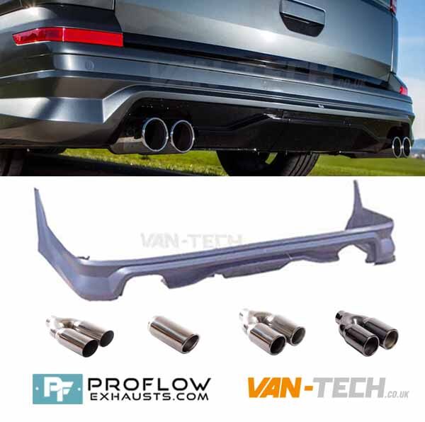 VW T6 Custom Dual Exit Exhaust and Rear Tailgate Bumper Diffuser