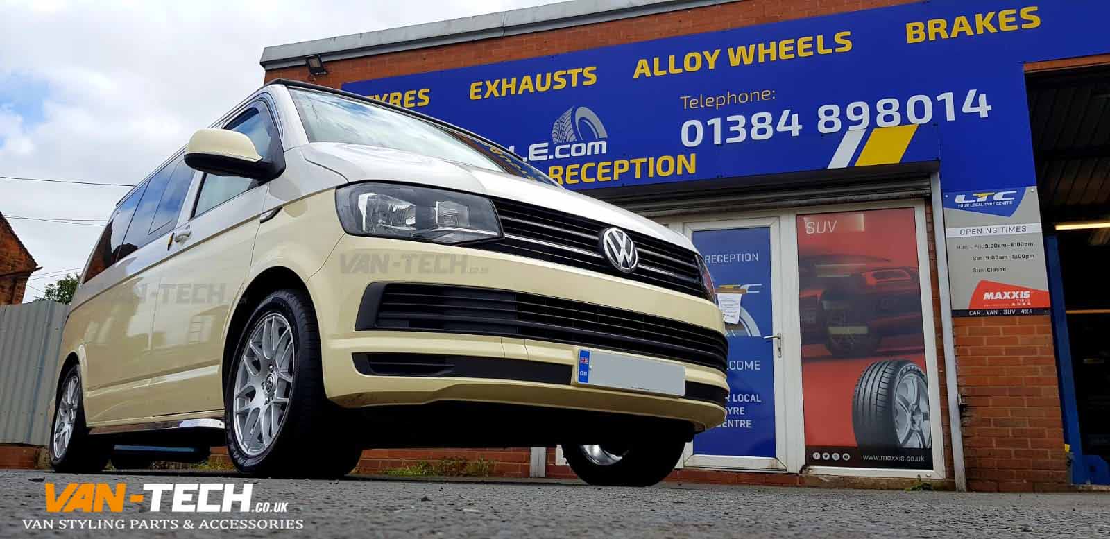 VW Transporter T6 Lowering kit 40MM H&R and DRC DRM Alloy Wheels VanTech