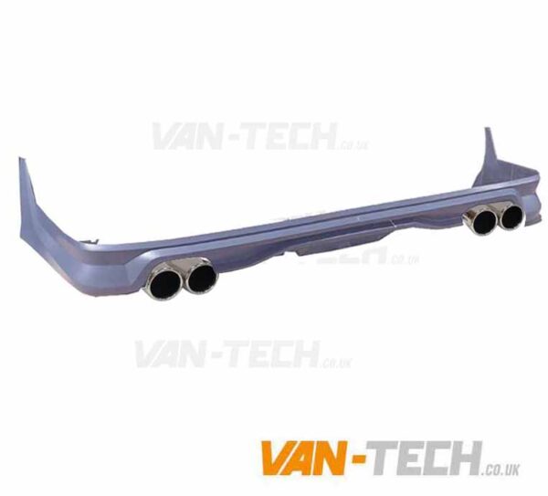 VW Transporter T6 Rear Tailgate Bumper Diffuser Splitter with Dummy Tailpipes