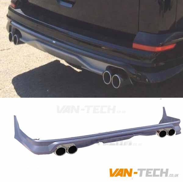 VW Transporter T6 Rear Tailgate Bumper Diffuser Splitter with Dummy Tailpipes