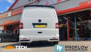 Proflow Custom Built VW T5.1 Transporter Dual Middle Exhaust made from Stainless Steel