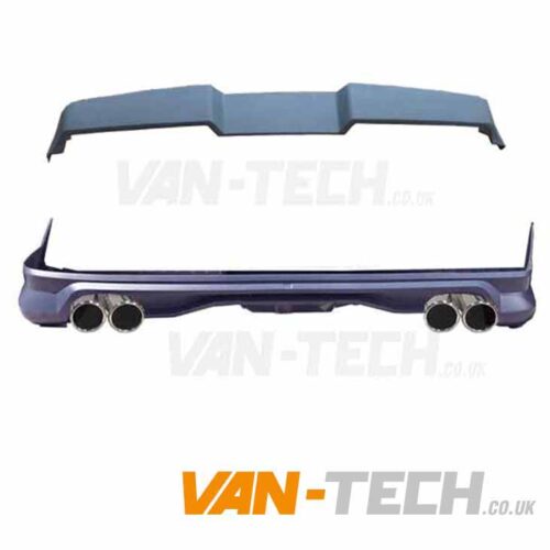 VW Transporter T6 Rear Tailgate Spoiler and Bumper Diffuser with Dummy Tailpipes