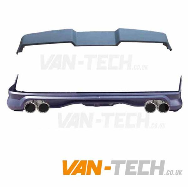 VW Transporter T6 Rear Tailgate Spoiler and Bumper Diffuser with Dummy Tailpipes