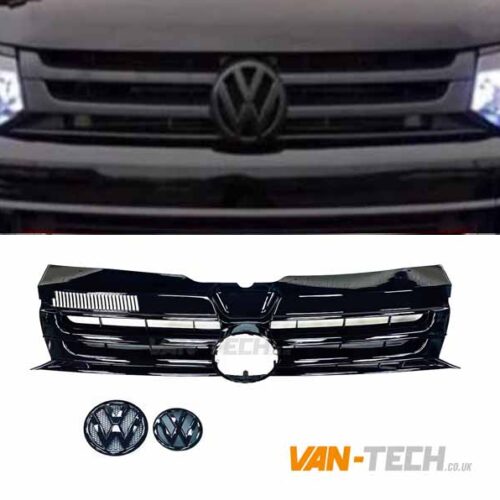 VW T5.1 Badged GP Grille Gloss Black Transporter with Badges