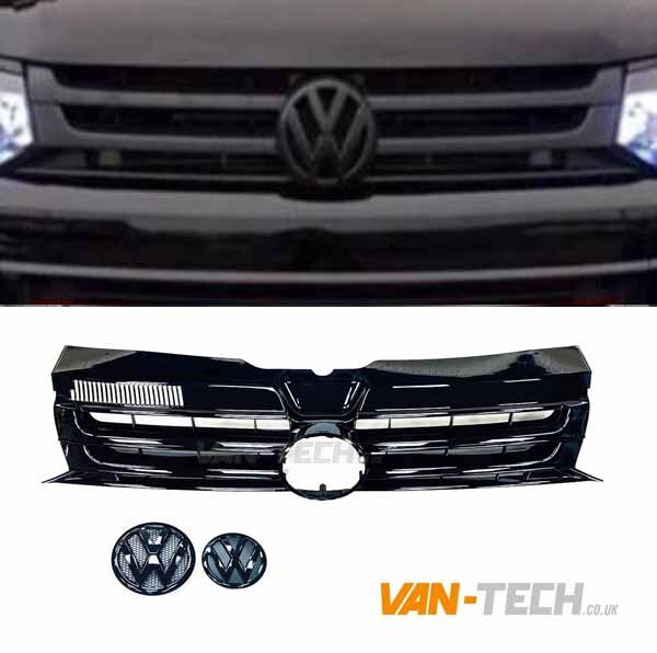 VW T5.1 Badged GP Grille Gloss Black Transporter with Badges