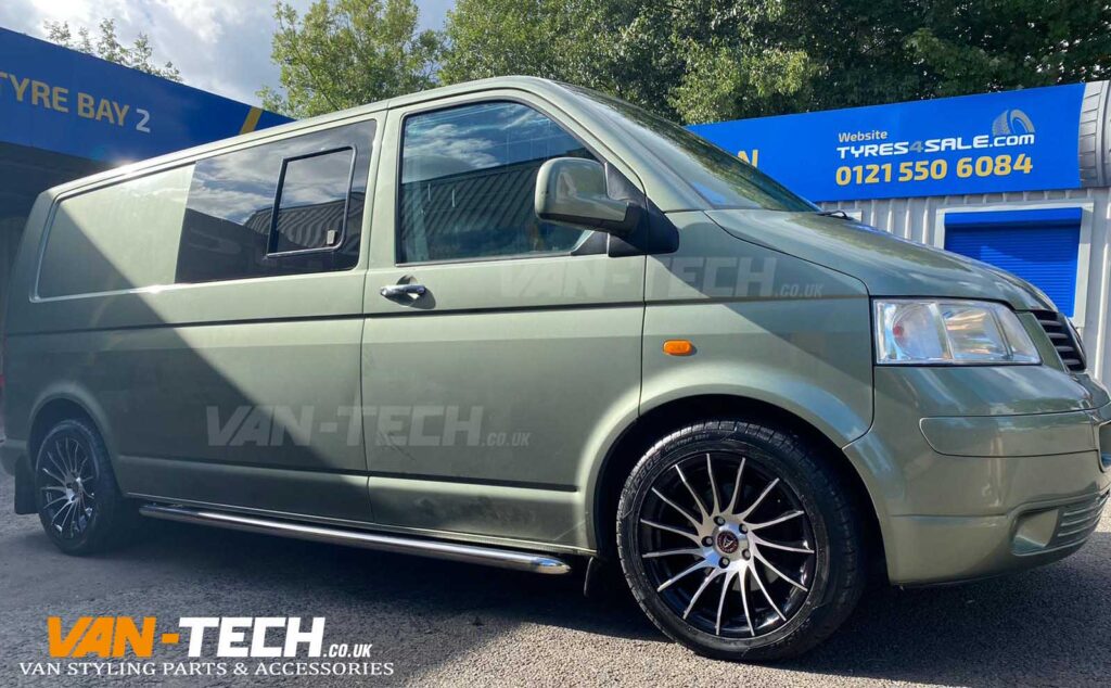 VW Transporter T5 Wolfrace Aero Wheels 18" and Stainless Steel Sportline Side Bars