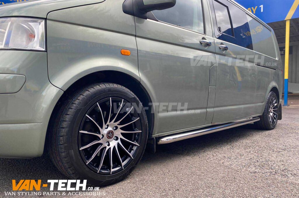 VW Transporter T5 Wolfrace Aero Wheels 18" and Stainless Steel Sportline Side Bars