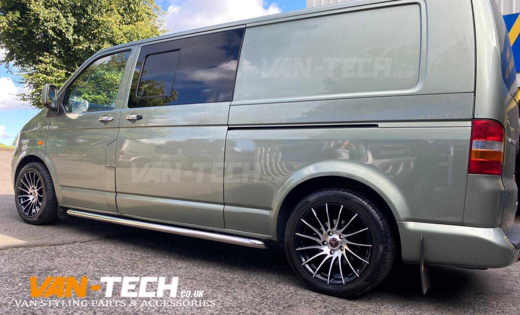 VW Transporter T5 Wolfrace Aero Wheels 18" and Stainless Steel Sportline Side Bars