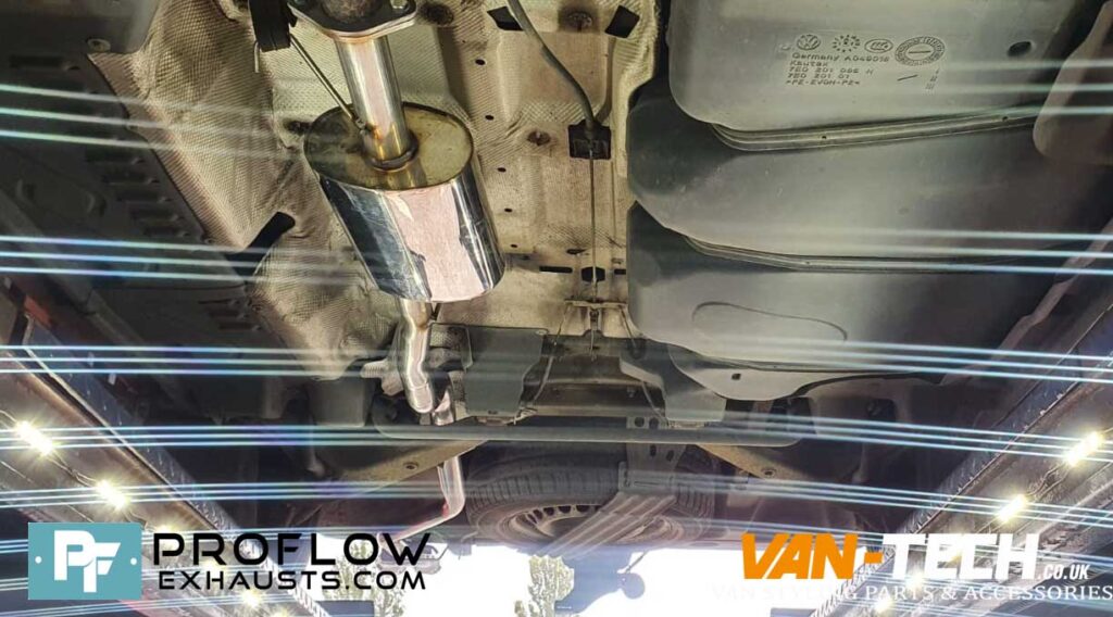 Proflow Custom Exhaust VW T5 Middle and Rear, One Box with Twin Tailpipe made from Stainless Steel