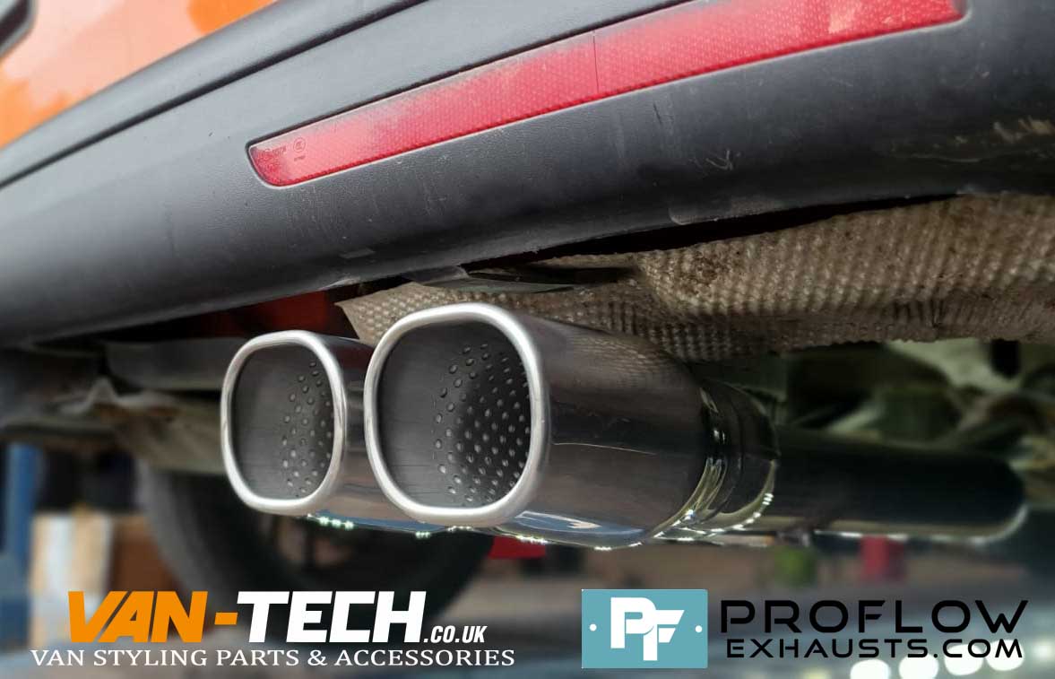 Proflow Custom Exhaust VW T5 Middle and Rear, One Box with Twin Tailpipe made from Stainless Steel