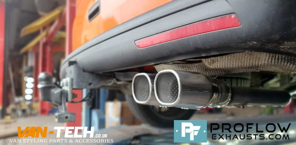 Proflow Custom Exhaust VW T5 Middle and Rear, One Box with Twin Tailpipe made from Stainless Steel