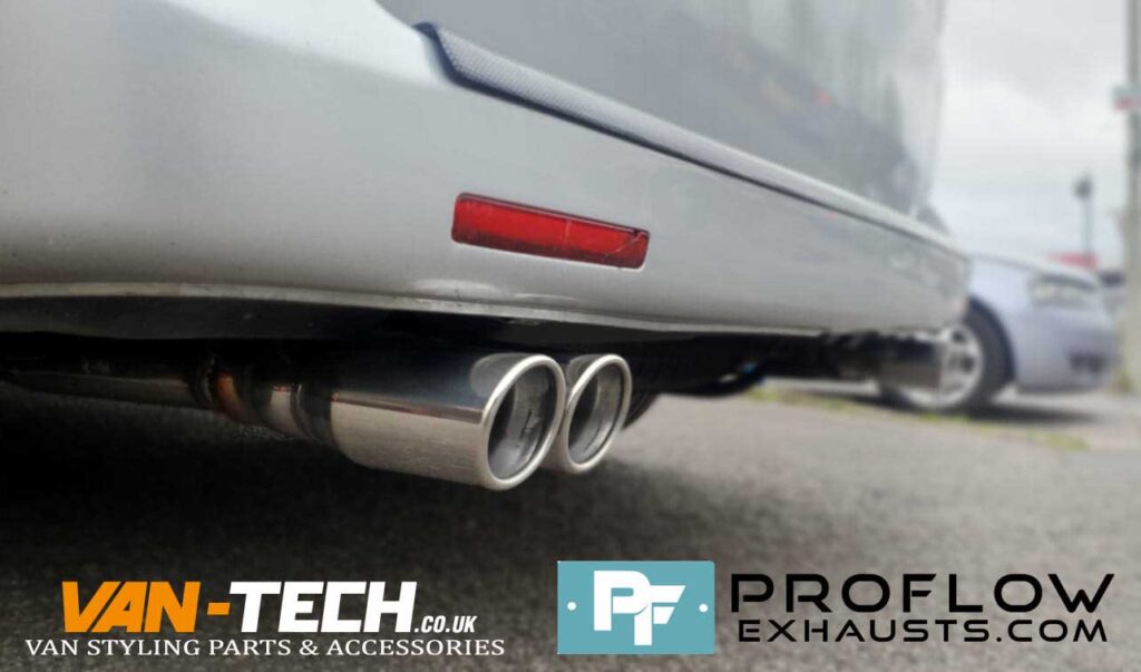 VW Transporter T5 Custom Exhaust with Dual Twin Tailpipes made from stainless steel