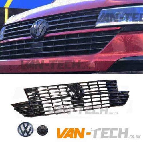 VW Transporter T6.1 Badged Grille GLOSS BLACK with Front and Rear Badges