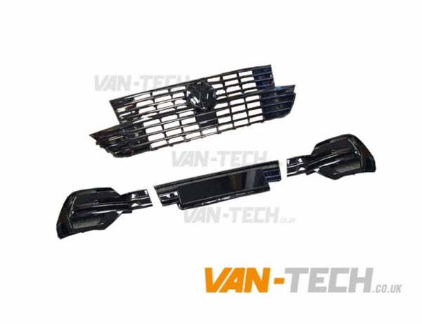 VW Transporter T6.1 Grille and Lower Bumper Grille Insert GLOSS BLACK