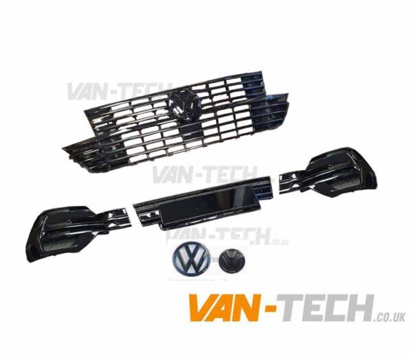 VW Transporter T6.1 Grille and Lower Bumper Grille Insert GLOSS BLACK with Front and Rear Badges