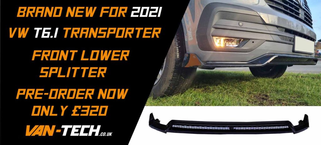 VW Transporter Van-Tech T6.1 Front Splitter fits Standard Bumper